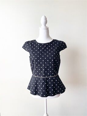 Ann Taylor LOFT Black Polka Dot Top Size 6P